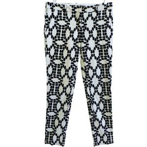 30x28 Lela Rose USA Designer Pant Mid Rise Geometric Monochrome Silk Pockets Zip